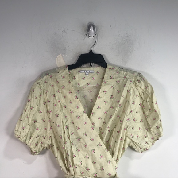 Senlis Floral Short Sleeve Wrap Top, Size L - Yellow/Multi Women's - Picture 4 of 8
